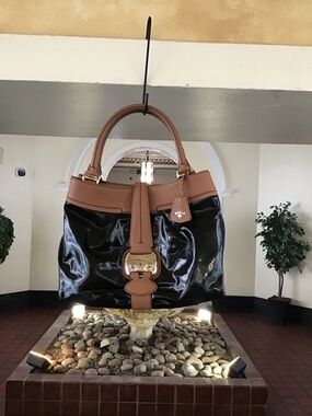 Bally Black Patent and Brown Leather Tote
